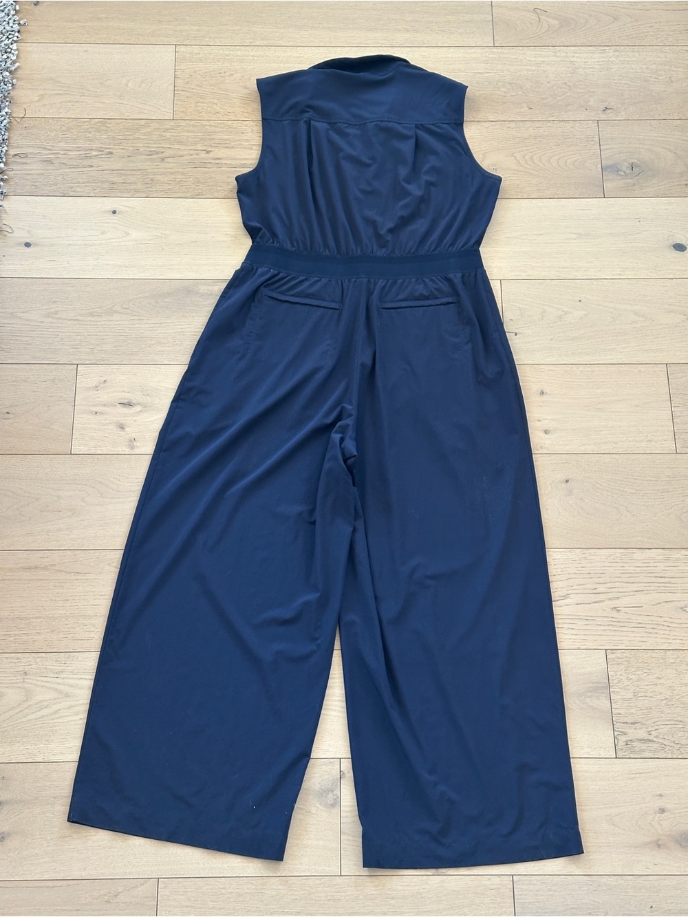 Athleta Sleeveless Collared Navy Wide-Leg Jumpsuit - Picture 4 of 5